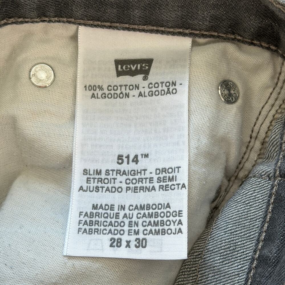 Levi's 514 Jeans Mens 28 x 30 Washed Black Droit Slim Straight Denim Dark Wash - Picture 4 of 11